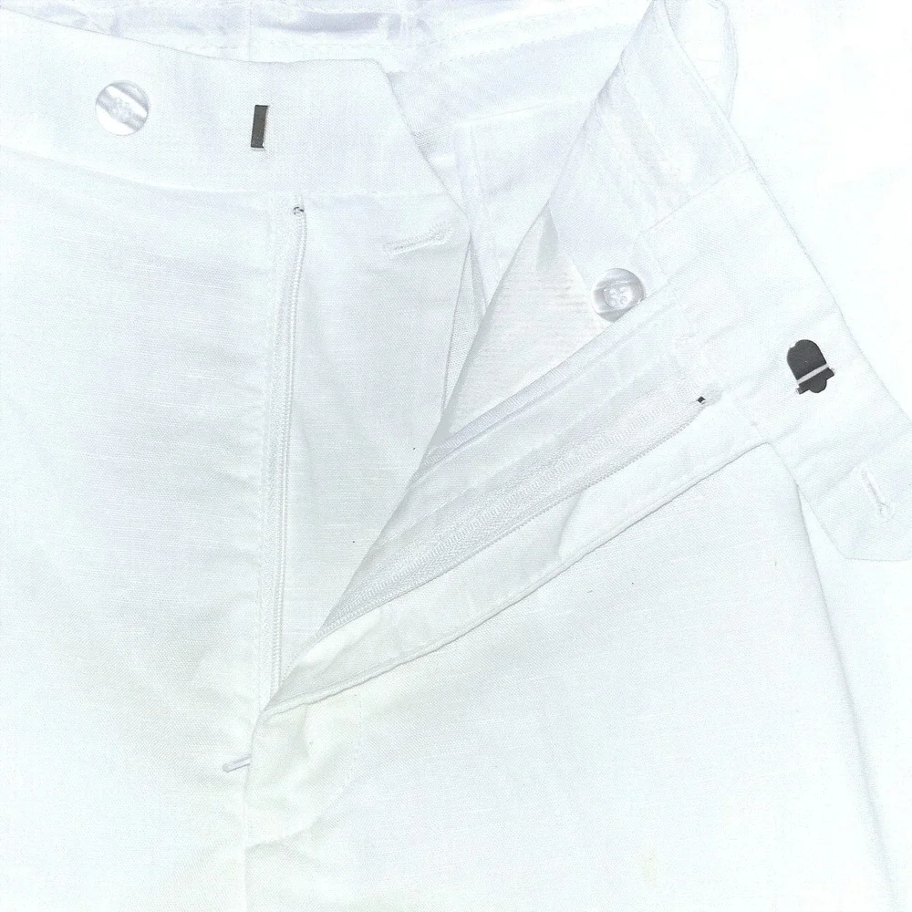Giorgio Inserti Linen Trousers Mens 44X33 White Pleated Front Straight Leg Pants
